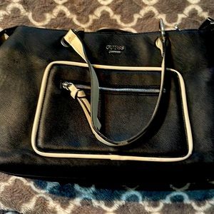 Guess brand tote black and cream! 14”x10”